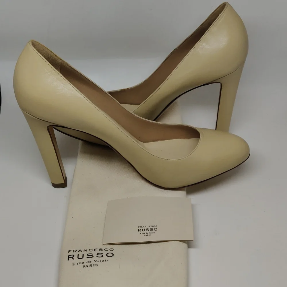 Francesco Russo Round Toe Butter 4.25" High Heel Sz 6 US / 39 IT - Picture 7 of 8